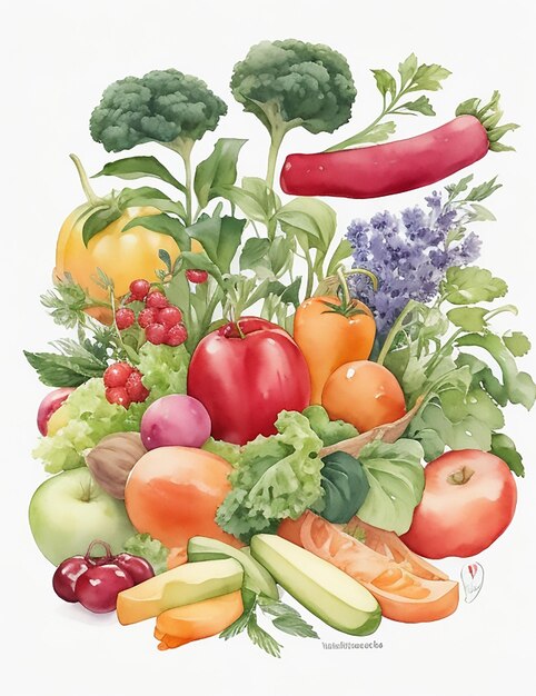 Watercolor world vegetarian day illustration Colurfull