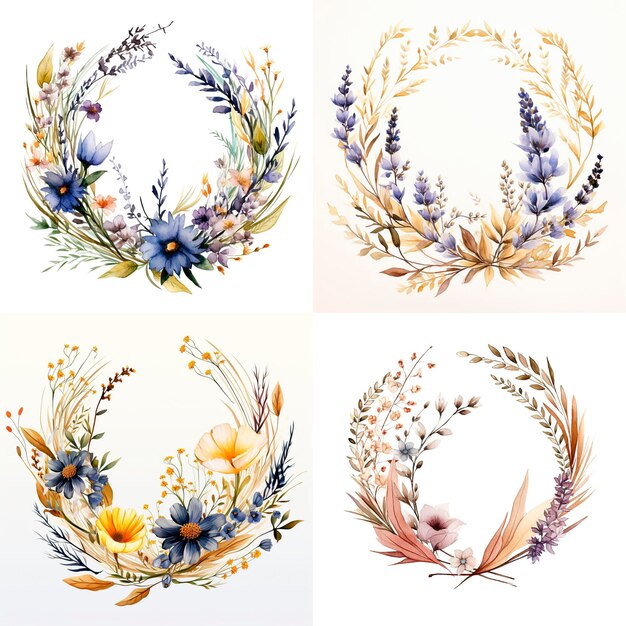 Photo watercolor wreath collection