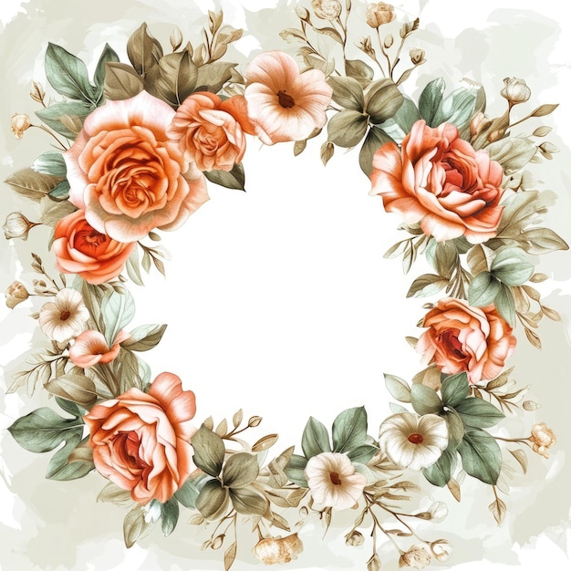 watercolor wreath of flowers Generative AIx9