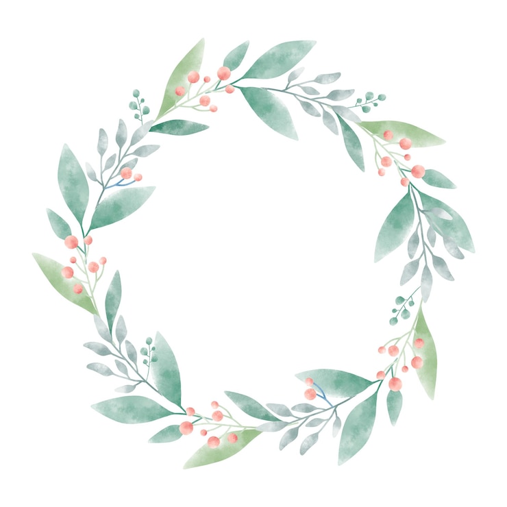 Photo watercolor wreath png element transparent background