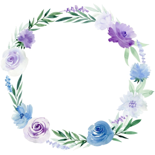 Watercolor wreath with bright flowers