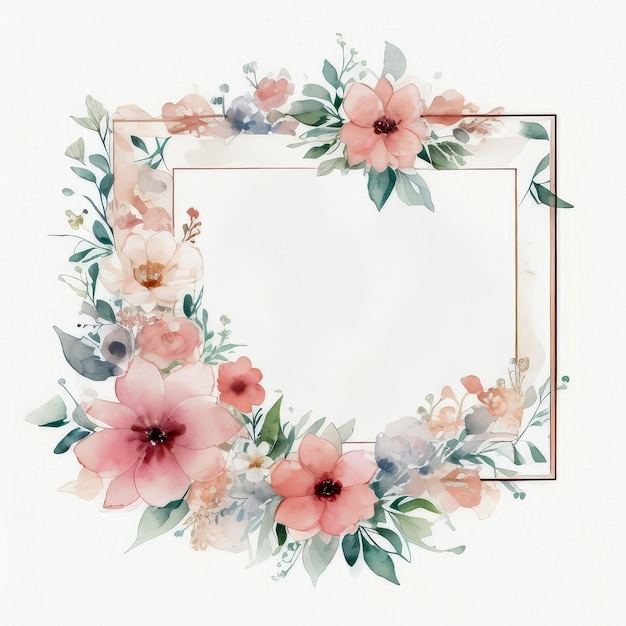 Watercolor wreath with pastel flowers