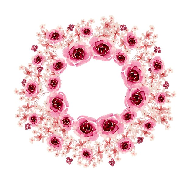 Foto corona dell'acquerello con rose e fiori di peonia. illustrazione