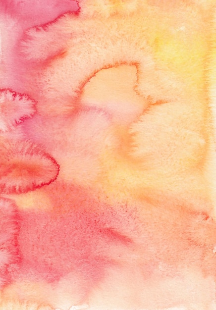 수채화 노란색과 빨간색 배경 그림 수채화 액체 질감 종이에 얼룩
