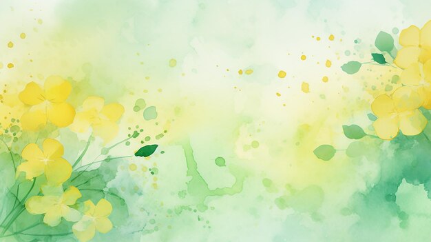 watercolor yellow and green background for spring