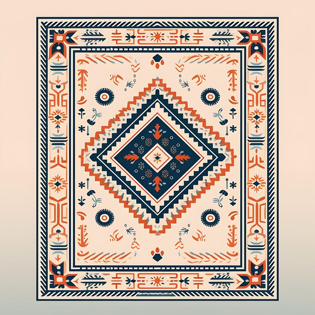 Watercolor of Yemeni Habban Rug Tribal Pattern Diagonal Carpet Lines Recta Clipart Tshirt Pattern