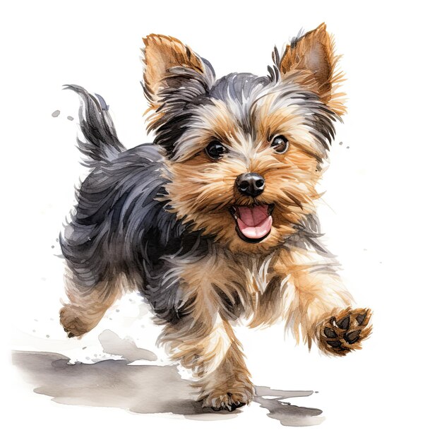 Watercolor Yorkshire Terrier clipart white background