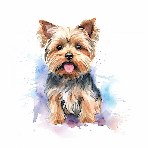 Watercolor Yorkshire Terrier clipart white background