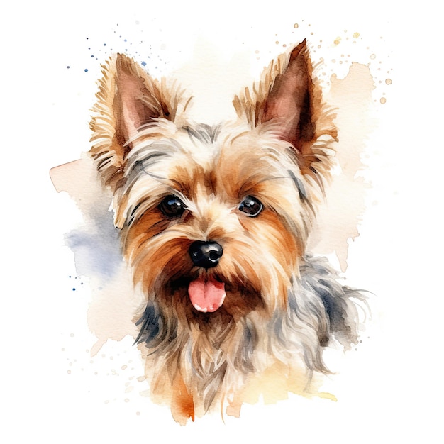 Watercolor Yorkshire Terrier clipart white background