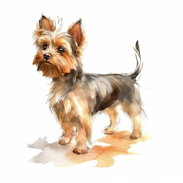 Watercolor Yorkshire Terrier clipart white background