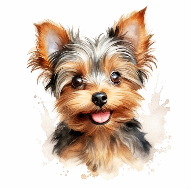 Watercolor of a yorkshire terrier dog