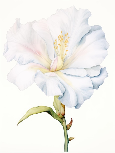 Watercolor Youtan Poluo Flower on White Background AI Generated