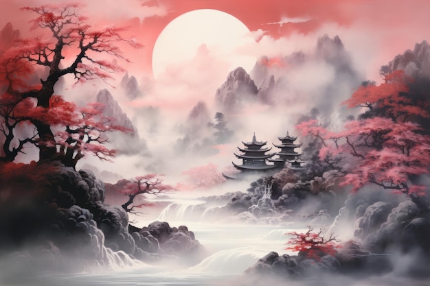 Watercolors of Japanese landscapes