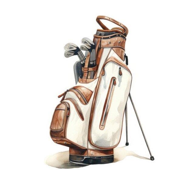 WatercolorStyle vintage golf bag with White Background