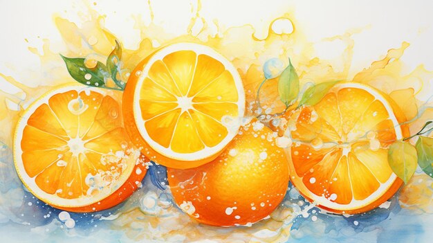 Watercolour abstract orange fruit painting picture ai generated art