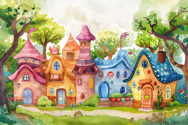 水彩画 魔法の幼稚園 児童書のイラスト