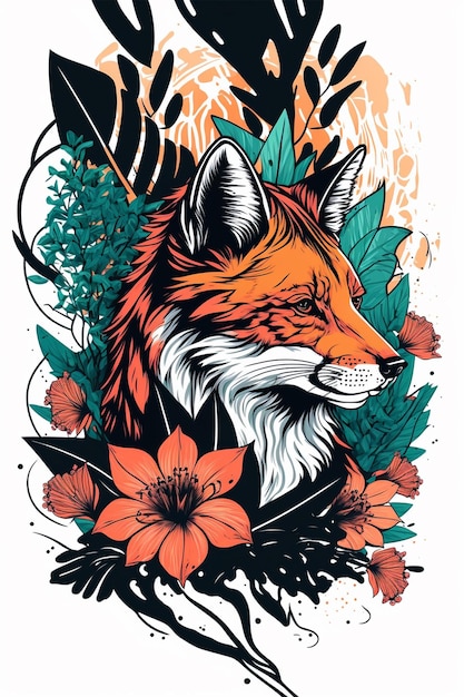 Watercolour Floral Fox