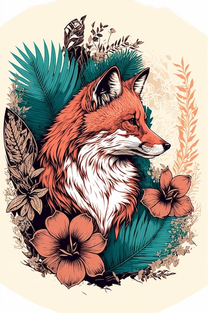 Watercolour Floral Fox