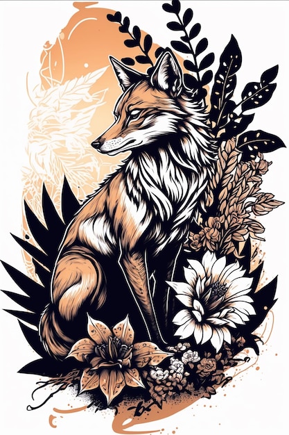 Watercolour Floral Fox