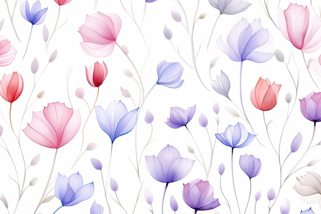 Watercolour floral illustration set