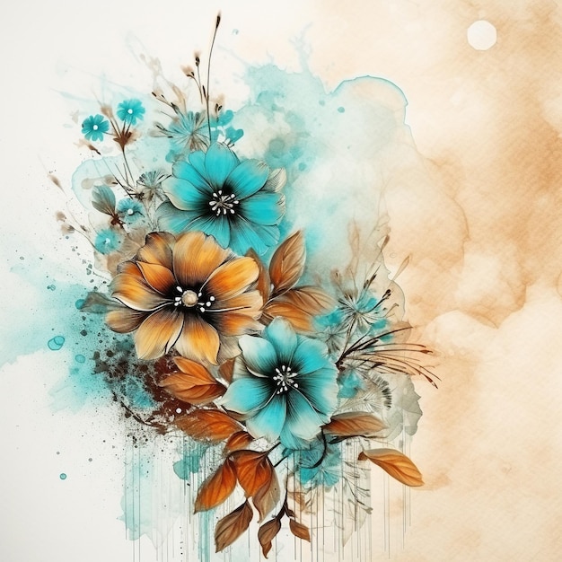 水彩花のクリップアート