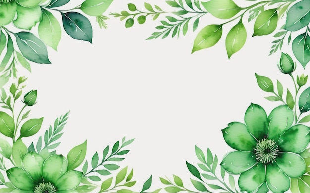 Photo watercolour green flower frame background