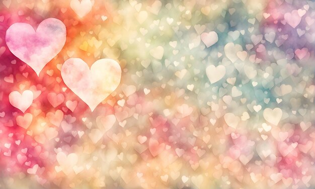 Photo watercolour hearts background vibrant and romantic