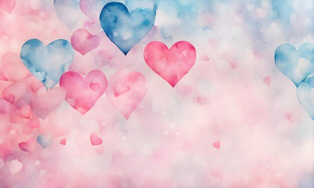 Watercolour hearts background vibrant and romantic