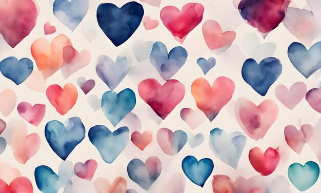 Watercolour hearts background vibrant and romantic