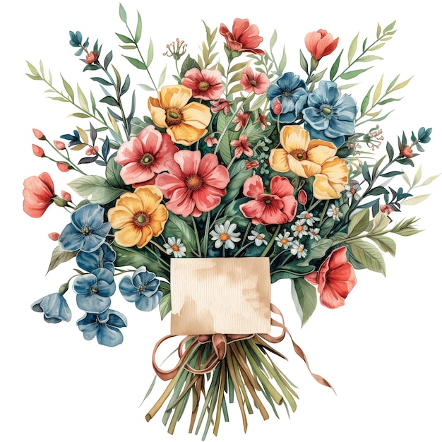 Foto illustrazione ad acquerello di un bouquet