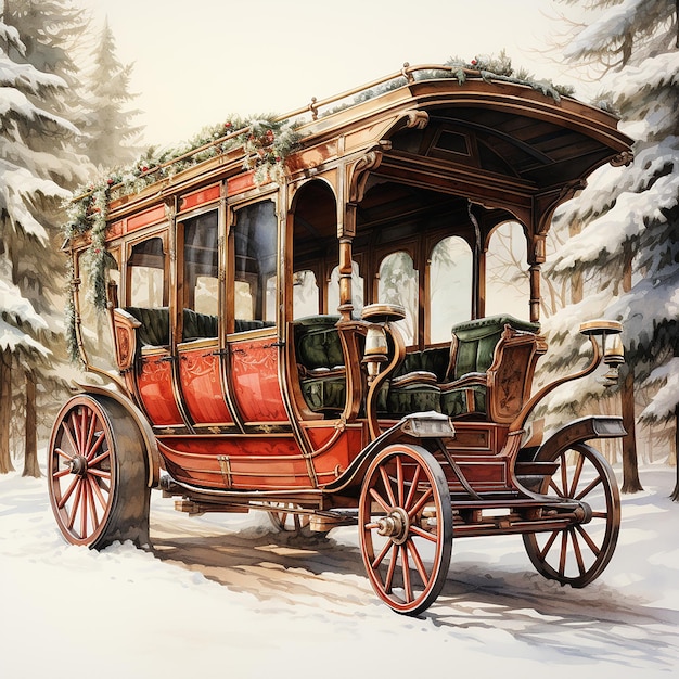 Foto watercolour_illustration_of_a_sleigh_isolated_white_back