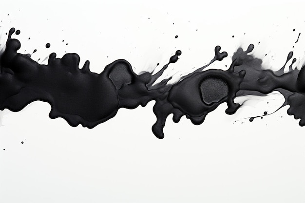 Фото Акварель жидкие черные брызги на белом фоне