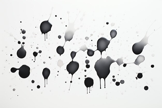 Photo watercolour liquid black splashes on white background