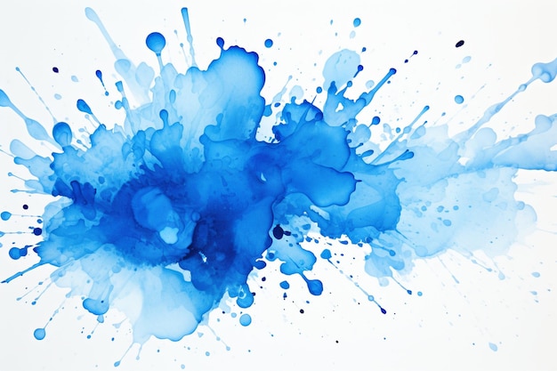 Photo watercolour liquid blue splashes on white background