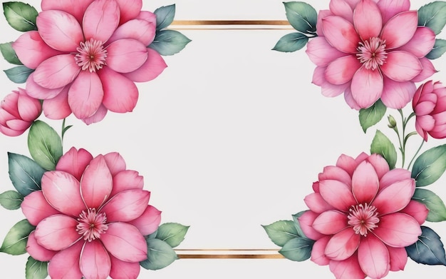 Photo watercolour pink flower frame background