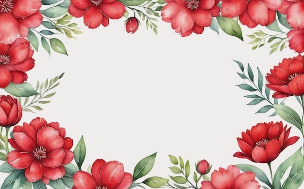 Photo watercolour red flower frame background