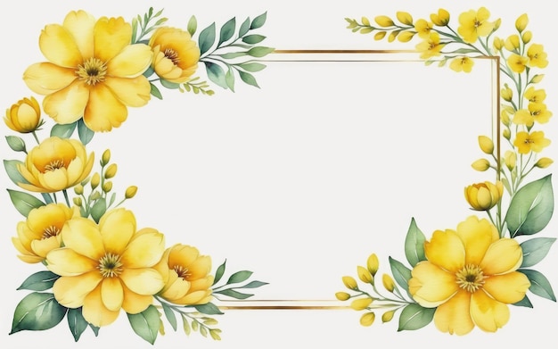 watercolour yellow flower frame background