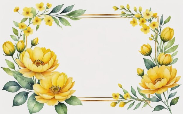 watercolour yellow flower frame background