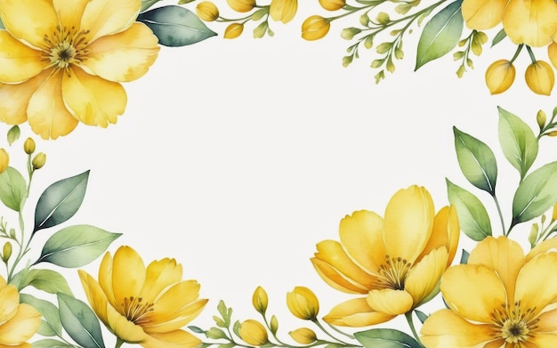 Photo watercolour yellow flower frame background