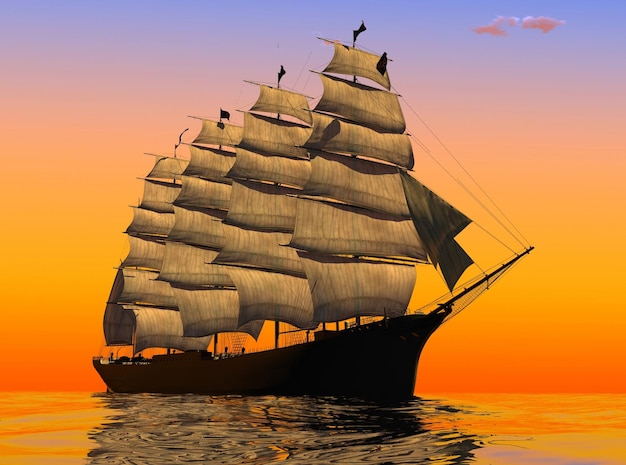 watercraft no humans ship sky sunset water cloud scenery ocean