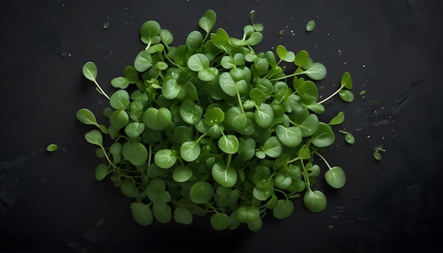 Watercress plant on an isolated black background