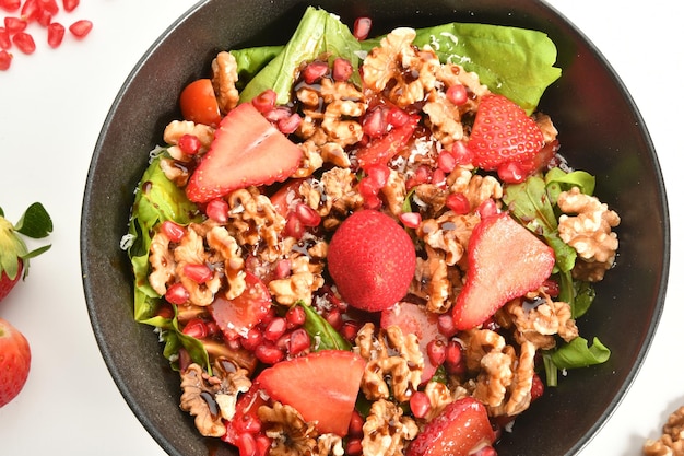 watercress salad with pomegranate and walnut.