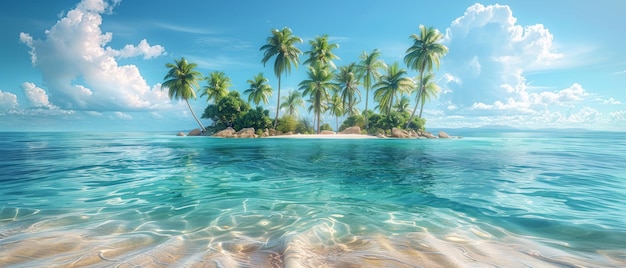 Waterdagkaart met kristalblauwe pure zee en palmbomen tropische zomervakantie achtergrond bescherming van het milieu besparing en bescherming van de planeet eco-toerisme
