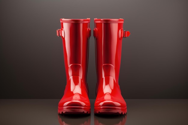 Waterdicht paar rode rubberen laarzen Generate Ai
