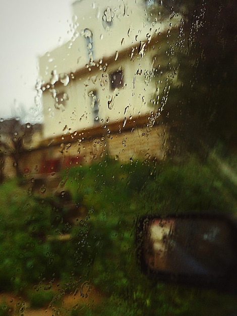 Photo waterdrops on glass against building