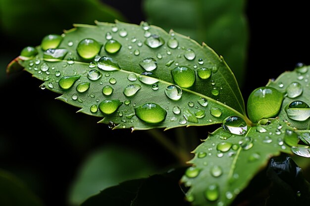 Foto waterdruppel op een blad generatieve ai