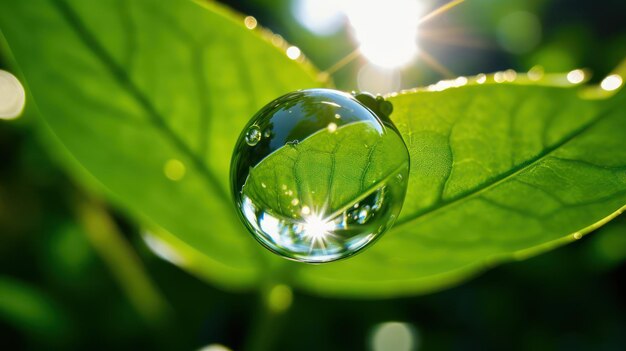 Foto waterdruppel op groen blad