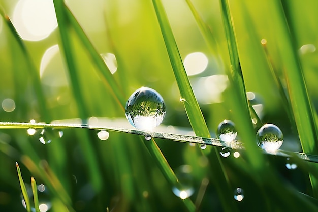 Waterdruppel Schittert op een grassprietje in schoonheid