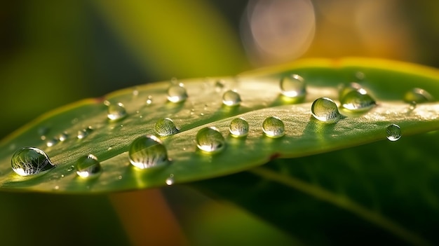 waterdruppels op een groen blad