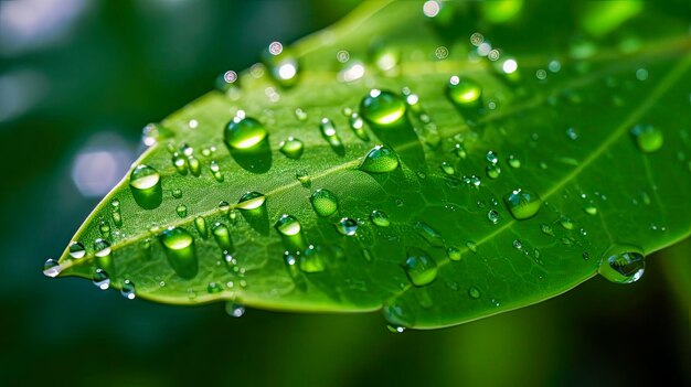 Foto waterdruppels op een groen blad